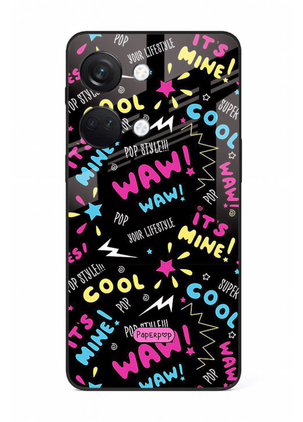 Neon Black Doodles neon artwork OnePlus Nord 3 glass back cover