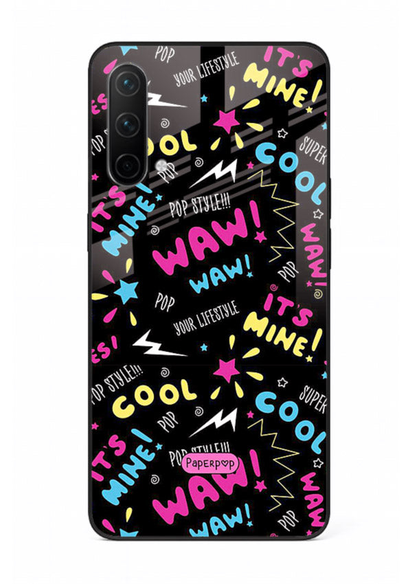 Neon Black Doodles neon artwork OnePlus Nord CE 5G glass back cover