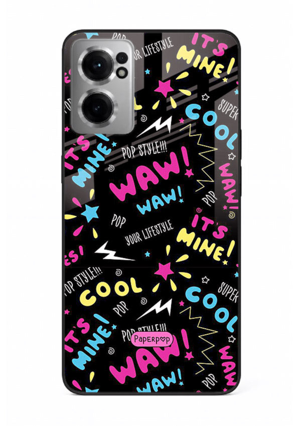 Neon Black Doodles neon artwork OnePlus Nord CE2 5G glass back cover