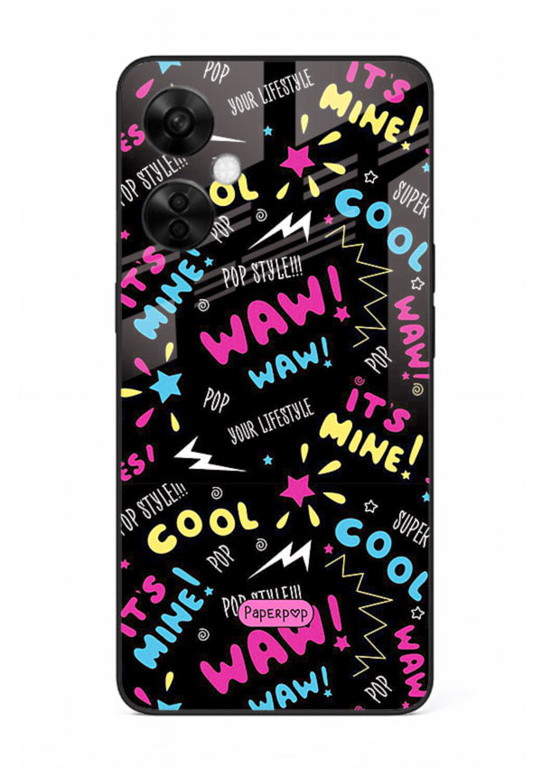 Neon Black Doodles neon artwork OnePlus Nord CE3 Lite glass back cover