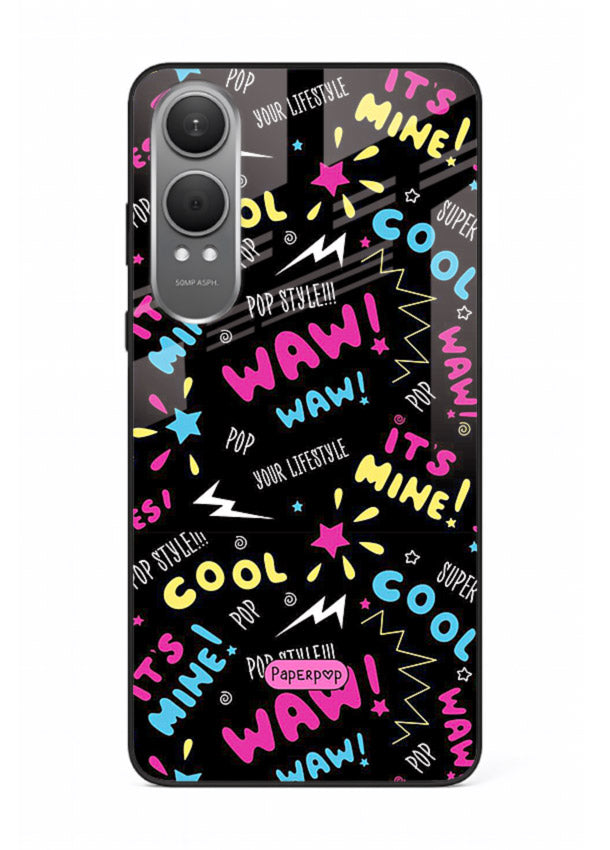 Neon Black Doodles neon artwork OnePlus Nord CE4 Lite glass back cover