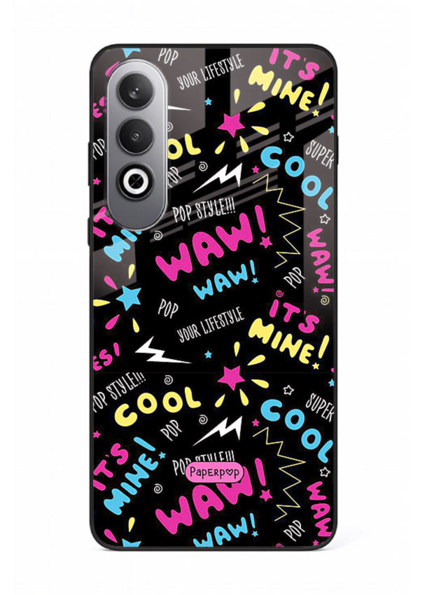 Neon Black Doodles neon artwork OnePlus Nord CE4 glass back cover