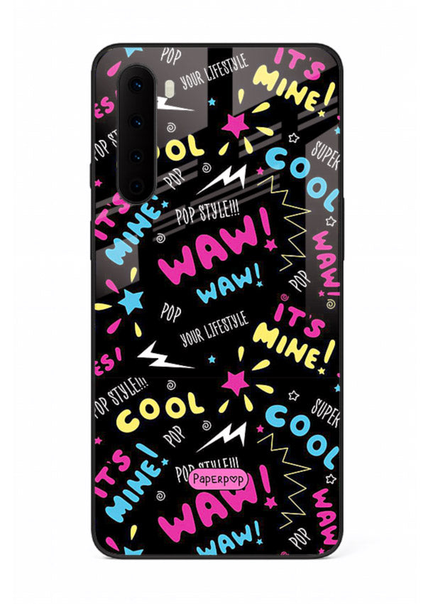 Neon Black Doodles neon artwork OnePlus Nord glass back cover