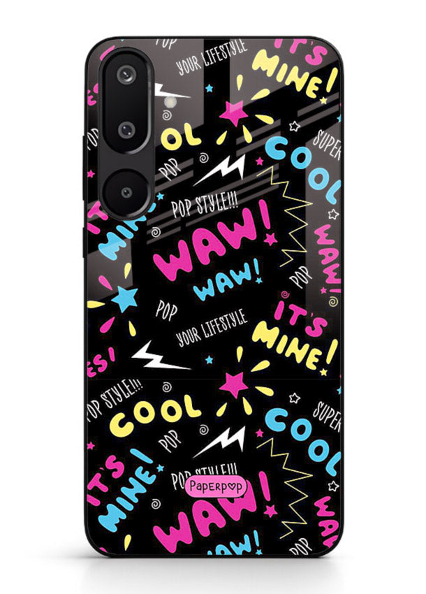 Neon Black Doodles neon artwork Samsung M16 5G glass back cover