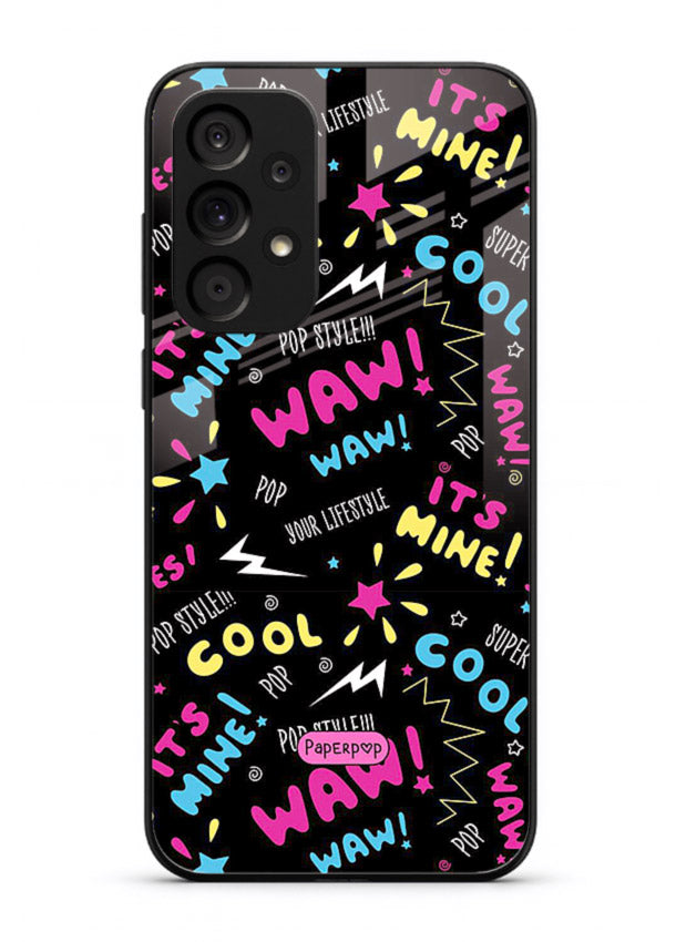 Neon Black Doodles neon artwork Samsung A53 5G glass back cover