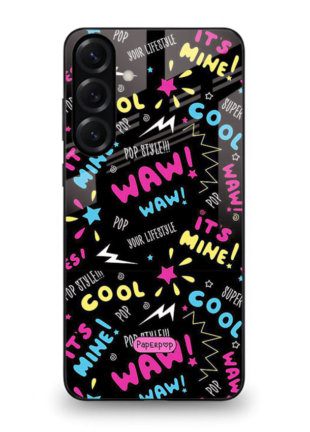 Neon Black Doodles neon artwork Samsung A36 5G glass back cover