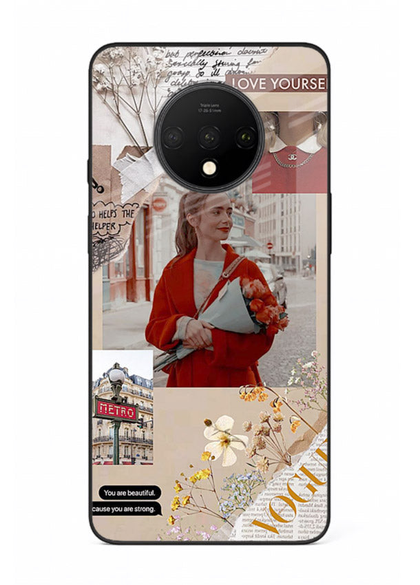 Neon circuit digital design printed on premium tempered glass OnePlus 7T back cover