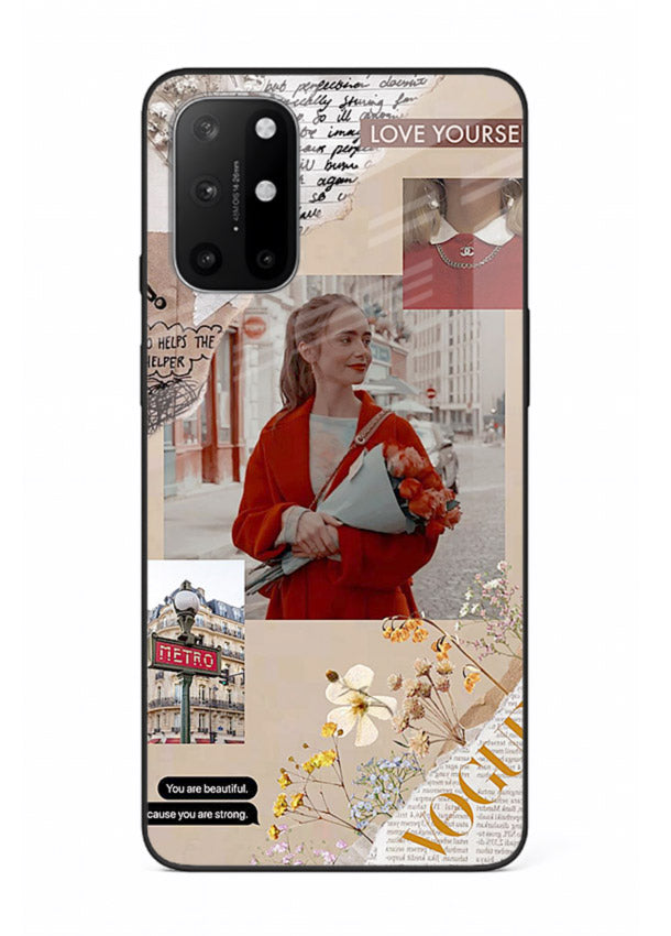 Neon circuit digital design printed on premium tempered glass OnePlus 8T back cover