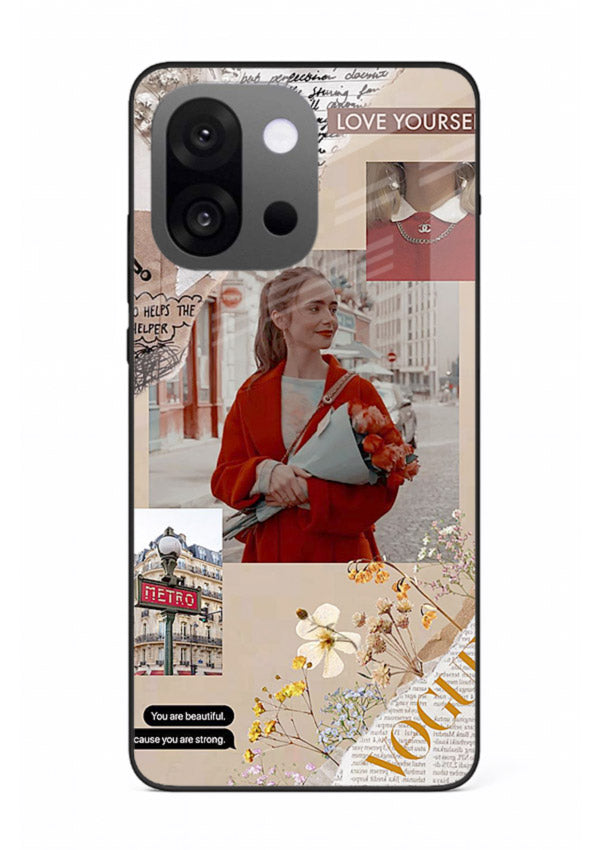 Neon circuit digital design printed on premium tempered glass OnePlus 13s back cover