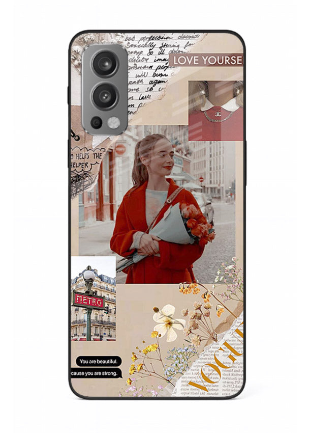Neon circuit digital design printed on premium tempered glass OnePlus Nord 2 back cover