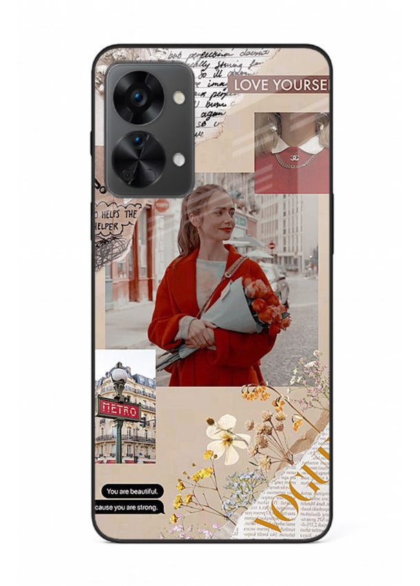 Neon circuit digital design printed on premium tempered glass OnePlus Nord 2T back cover