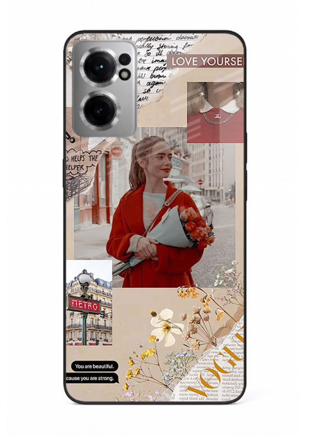 Neon circuit digital design printed on premium tempered glass OnePlus Nord CE2 5G back cover