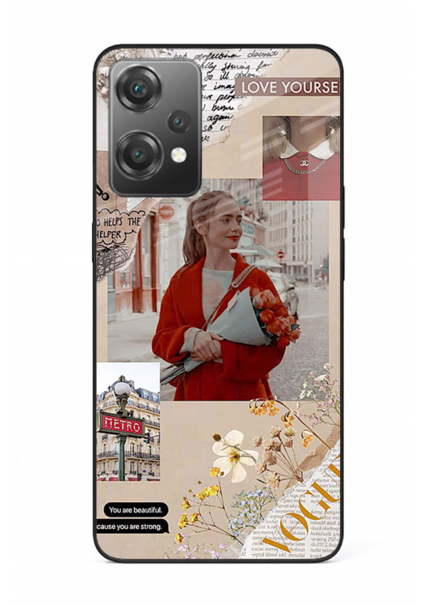Neon circuit digital design printed on premium tempered glass OnePlus Nord CE2 Lite 5G back cover