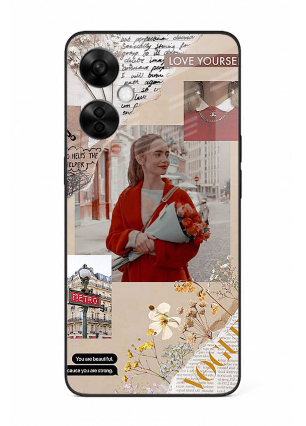 Neon circuit digital design printed on premium tempered glass OnePlus Nord CE3 Lite back cover