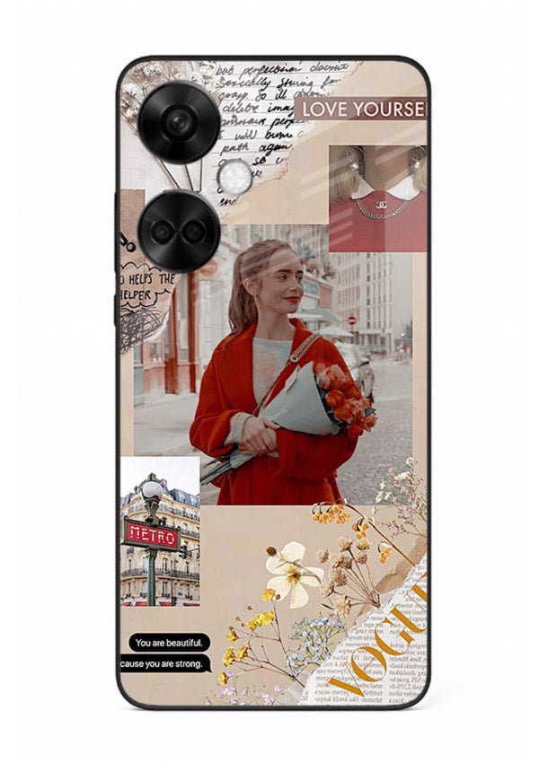 Neon circuit digital design printed on premium tempered glass OnePlus Nord CE3 back cover