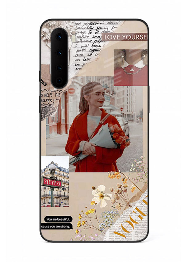 Neon circuit digital design printed on premium tempered glass OnePlus Nord back cover