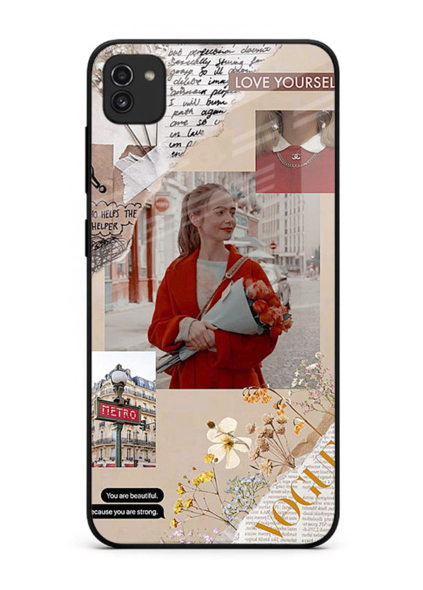 Neon circuit digital design printed on premium tempered glass Samsung A03 back cover