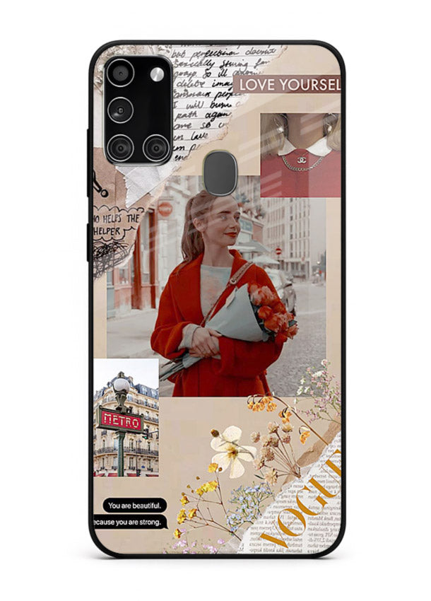 Neon circuit digital design printed on premium tempered glass Samsung A21s back cover