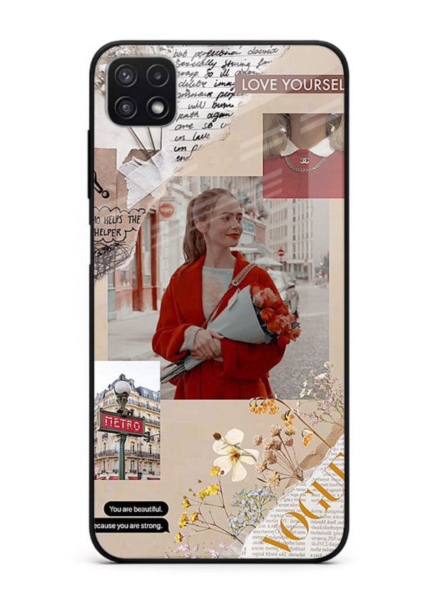 Neon circuit digital design printed on premium tempered glass Samsung A22 5G back cover