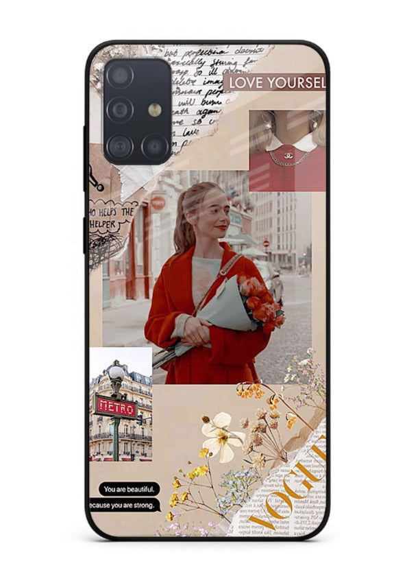 Neon circuit digital design printed on premium tempered glass Samsung A51 back cover