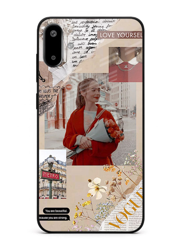 Neon circuit digital design printed on premium tempered glass Samsung F06 5G back cover