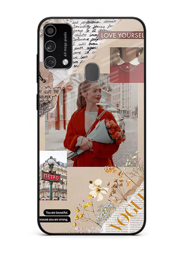 Neon circuit digital design printed on premium tempered glass Samsung F41 back cover