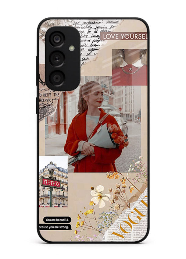 Neon circuit digital design printed on premium tempered glass Samsung F15 5G back cover