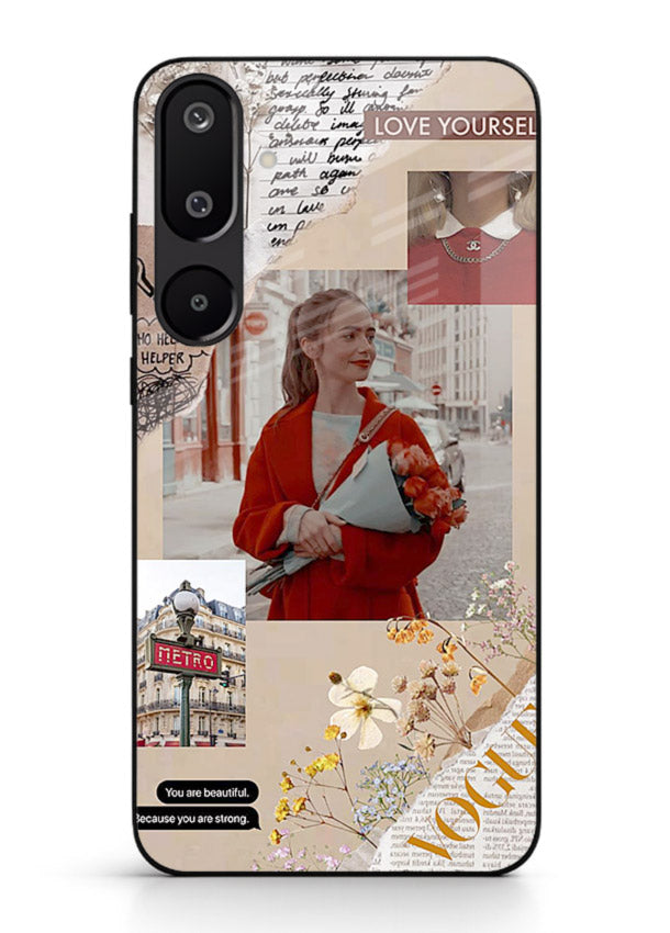 Neon circuit digital design printed on premium tempered glass Samsung F16 5G back cover