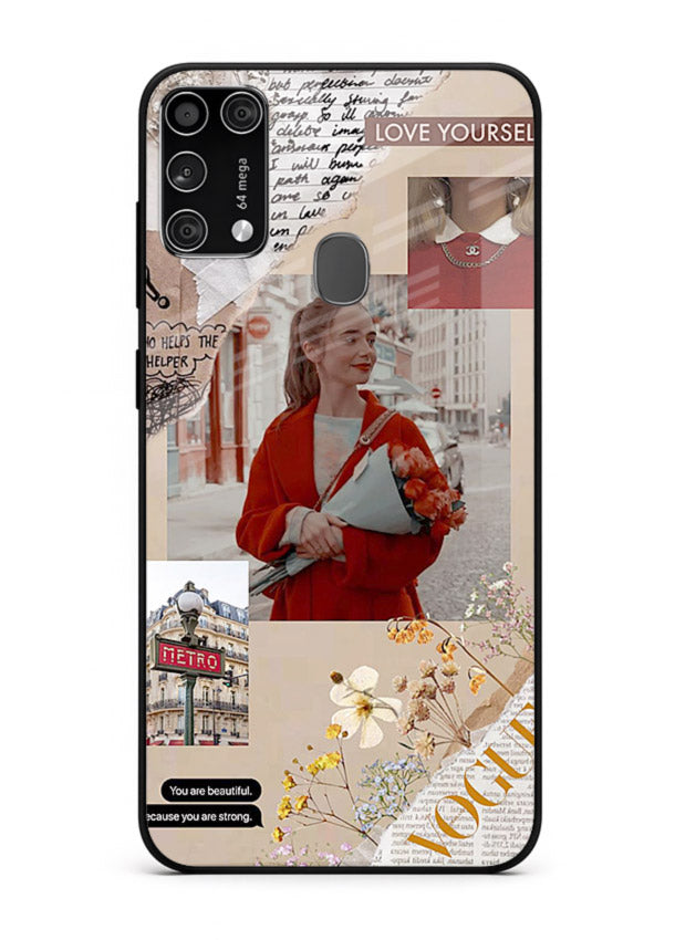 Neon circuit digital design printed on premium tempered glass Samsung M31 Prime back cover