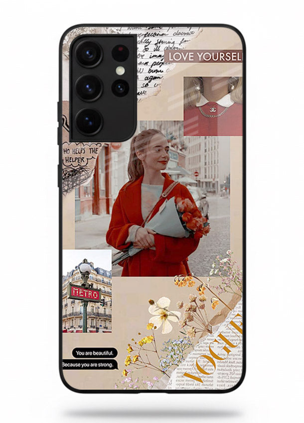Neon circuit digital design printed on premium tempered glass Samsung S21 Ultra back cover