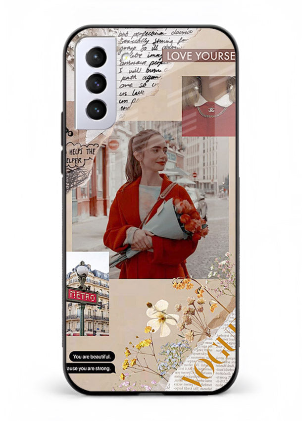 Neon circuit digital design printed on premium tempered glass Samsung S21 Plus back cover