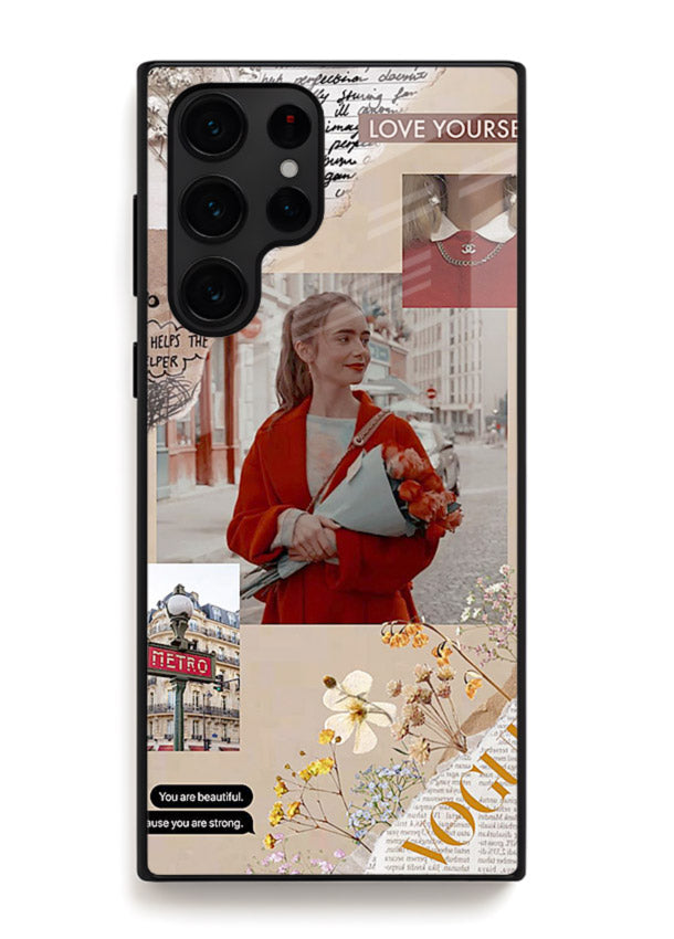 Neon circuit digital design printed on premium tempered glass Samsung S22 Ultra back cover