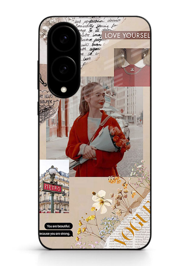 Neon circuit digital design printed on premium tempered glass Samsung S25 Edge back cover
