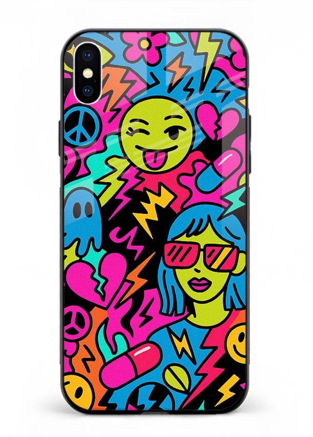 Neon Faces Pattern neon abstract artwork iphone xs max glass back cover