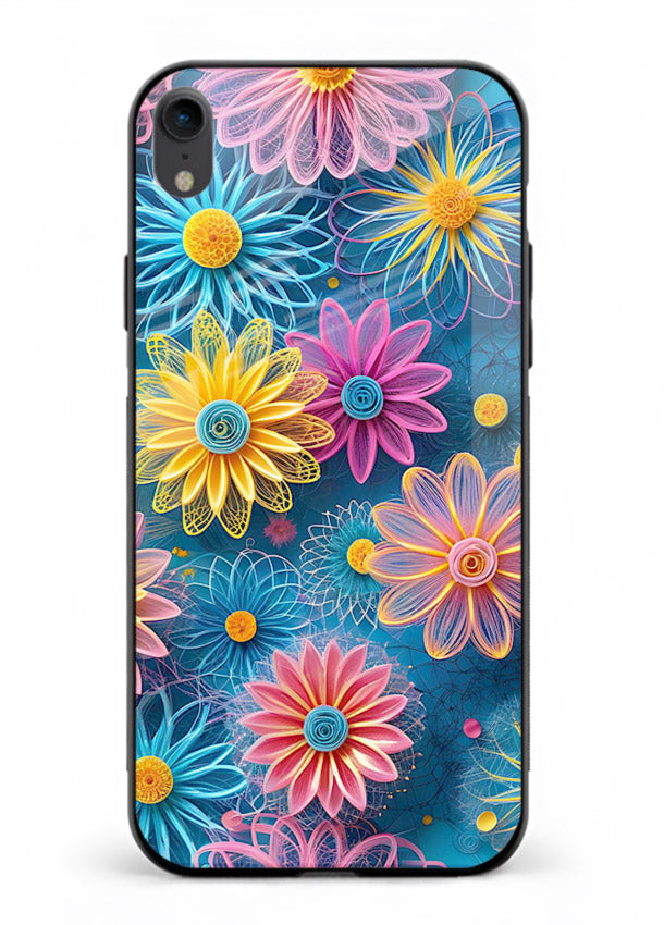 Neon Flower Burst neon floral pattern iphone xr glass back cover
