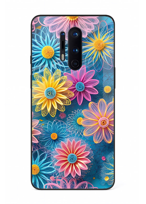Neon Flower Burst neon floral pattern OnePlus 8 Pro glass back cover