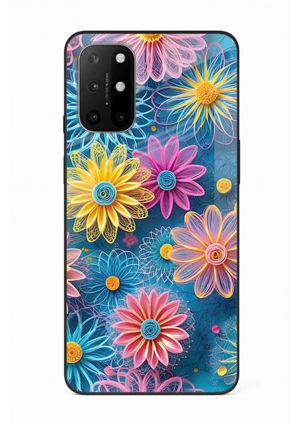 Neon Flower Burst neon floral pattern OnePlus 8T glass back cover