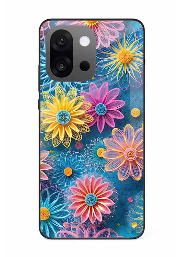 Neon Flower Burst neon floral pattern OnePlus 13s glass back cover