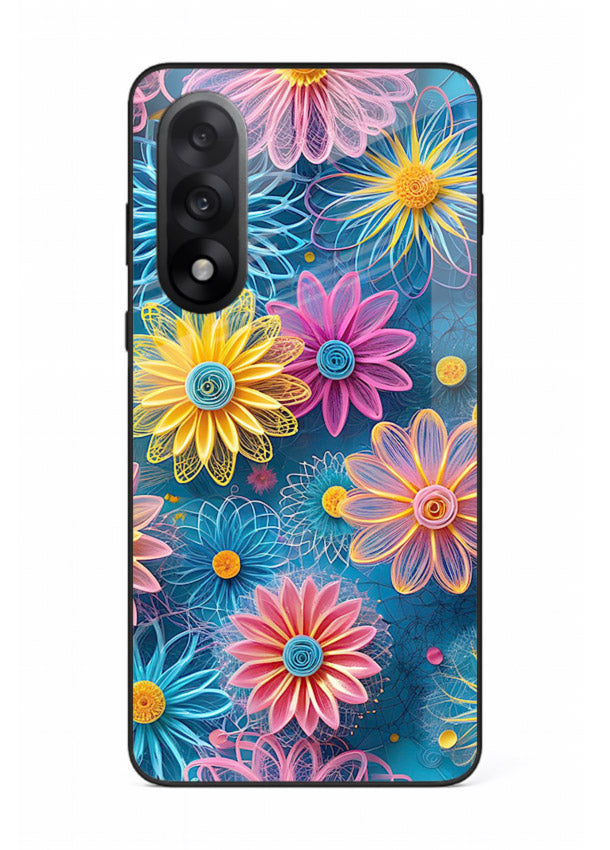 Neon Flower Burst neon floral pattern OnePlus Nord 5 glass back cover