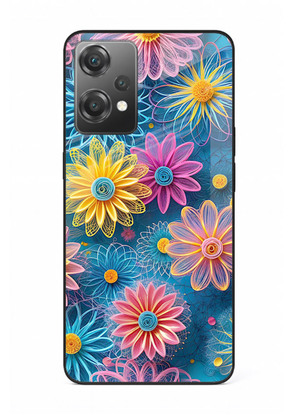 Neon Flower Burst neon floral pattern OnePlus Nord CE2 Lite 5G glass back cover