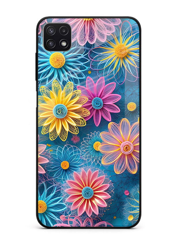 Neon Flower Burst neon floral pattern Samsung F42 5G glass back cover
