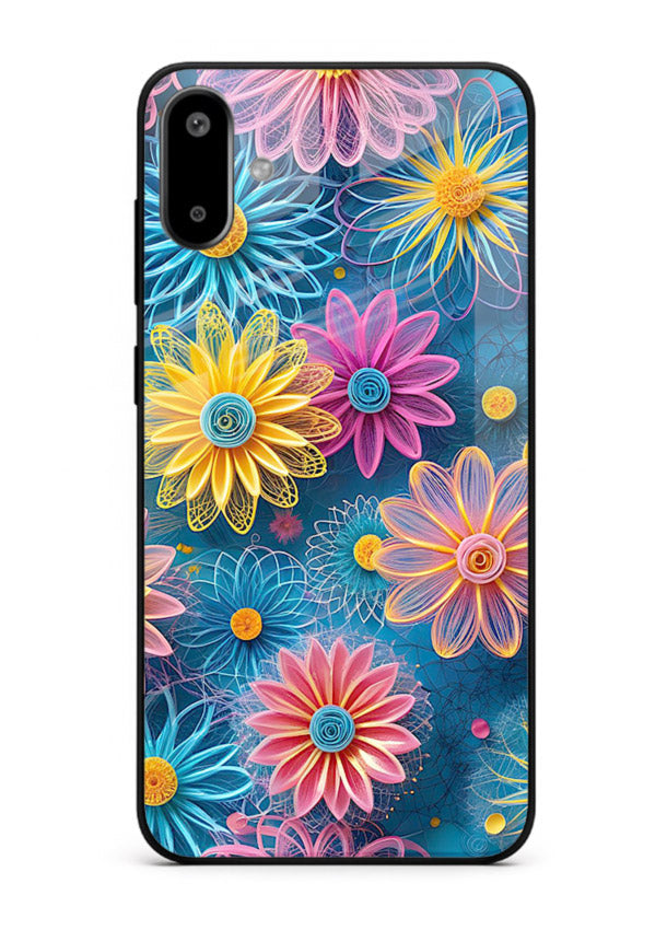 Neon Flower Burst neon floral pattern Samsung F06 5G glass back cover