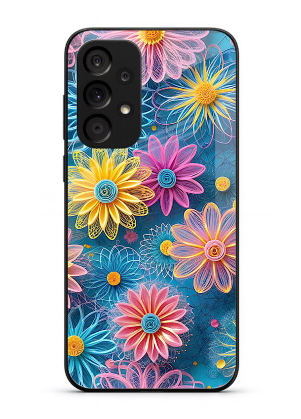 Neon Flower Burst neon floral pattern Samsung A23 5G glass back cover