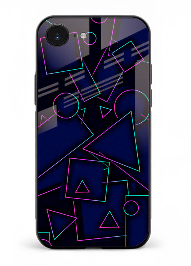 Neon Geometry Shapes glowing geometric pattern iphone 16e glass back cover