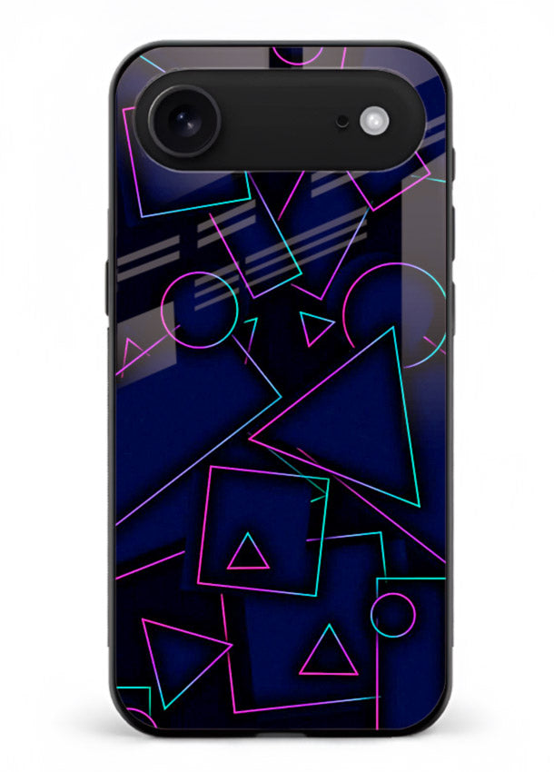 Neon Geometry Shapes glowing geometric pattern iphone 17 air glass back cover