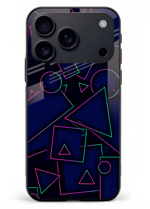 Neon Geometry Shapes glowing geometric pattern iphone 17 pro max glass back cover
