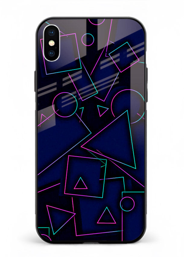 Neon Geometry Shapes glowing geometric pattern iphone xs max glass back cover