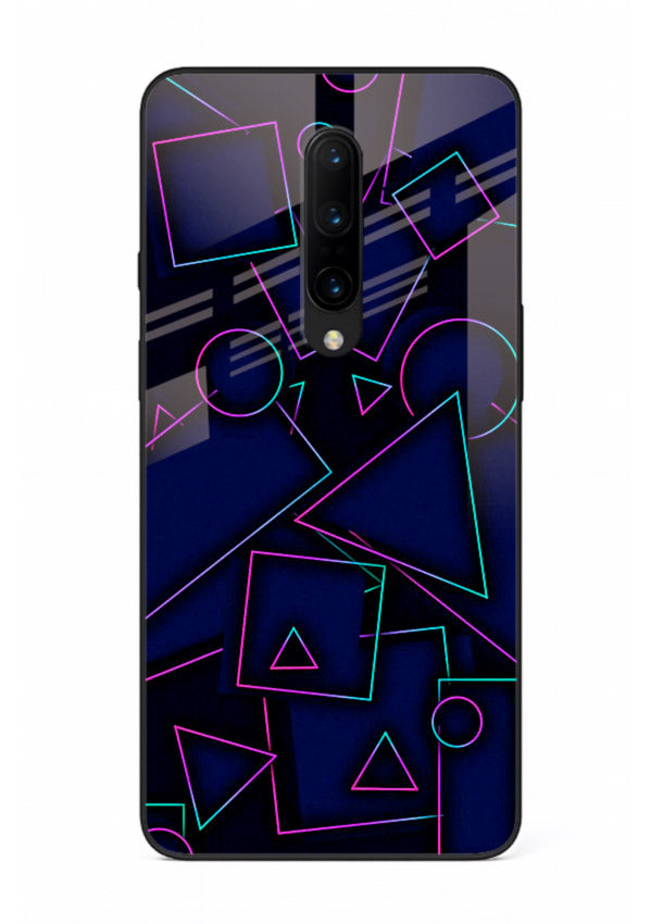 Neon Geometry Shapes glowing geometric pattern OnePlus 7T Pro glass back cover