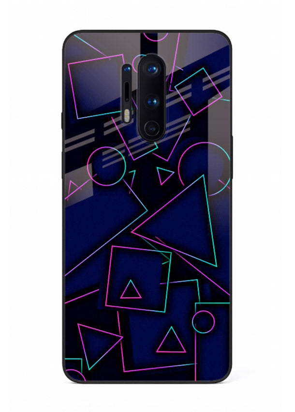 Neon Geometry Shapes glowing geometric pattern OnePlus 8 Pro glass back cover