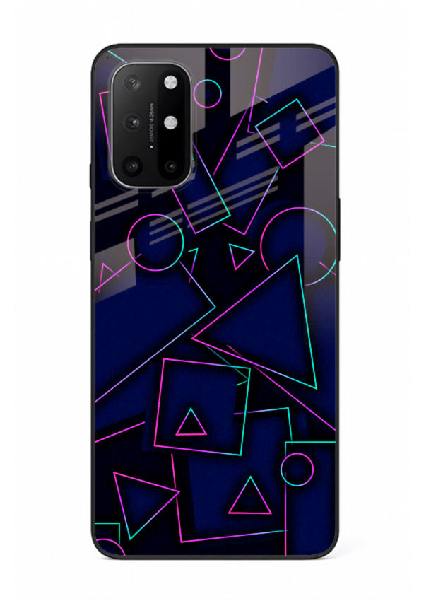 Neon Geometry Shapes glowing geometric pattern OnePlus 8T glass back cover